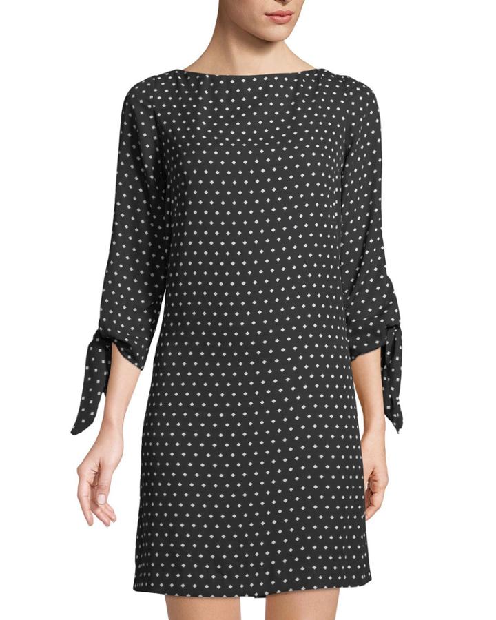 Tie-sleeve Diamond-print