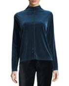 Kaylse Mock-neck Velour Knit Top