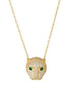 Cubic Zirconia Panther Necklace, Yellow Gold