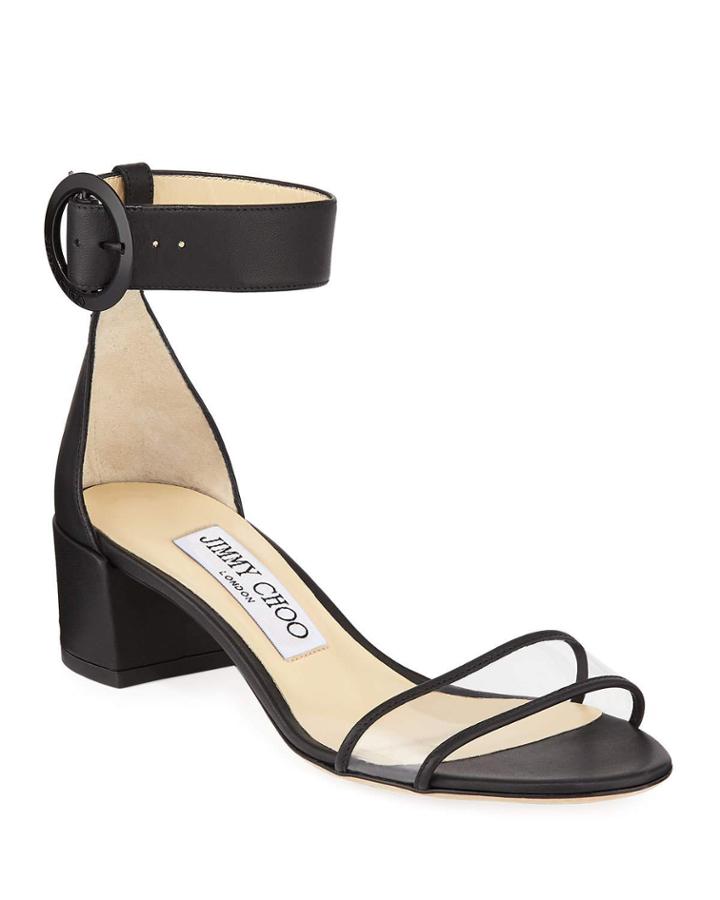 Jaimie Leather And Pvc Block-heel