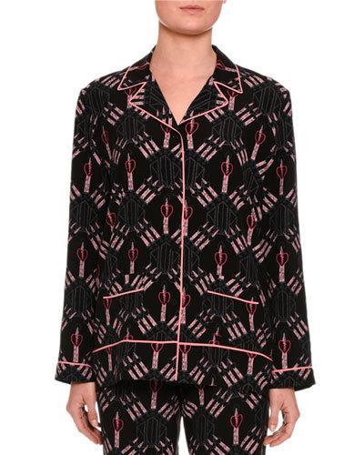 Love Blade Pajama Top, Black