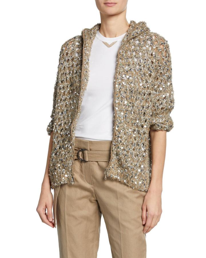 Sequin Netted Hoodie