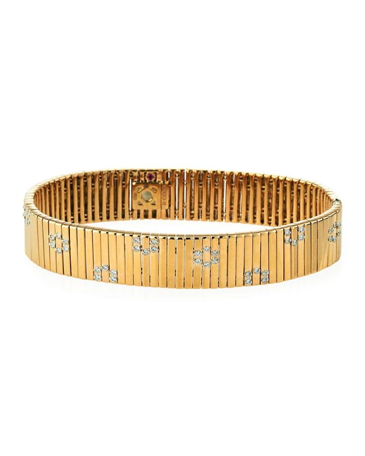 Roi Sol 18k Rose Gold Diamond Flower Belt Bracelet