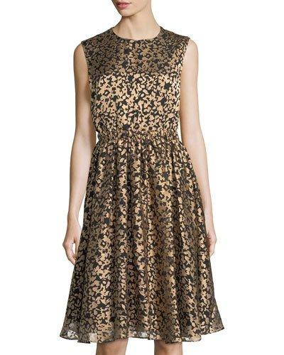 Metallic Burnout A-line Dress