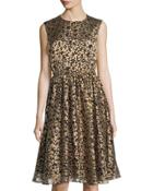Metallic Burnout A-line Dress