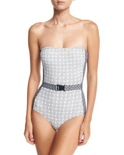 Link-print Bandeau One-piece