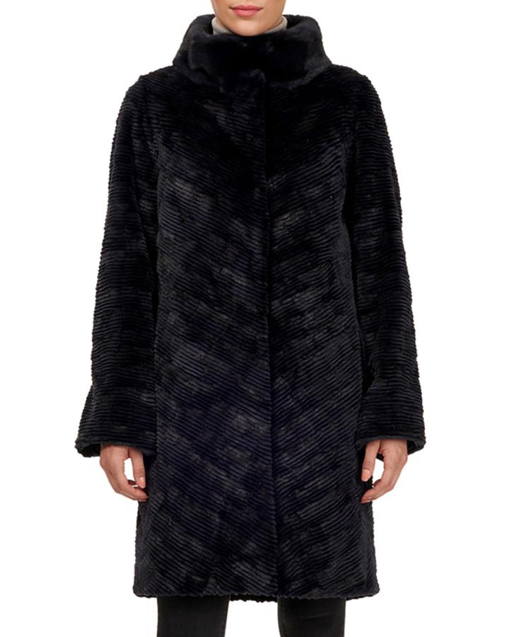 Chevron Grooved Mink Fur