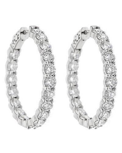 14k Diamond Hoop Earrings,