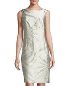 Faith Jacquard Sheath Dress, Oyster