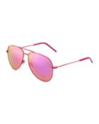 Metal Aviator Sunglasses, Pink