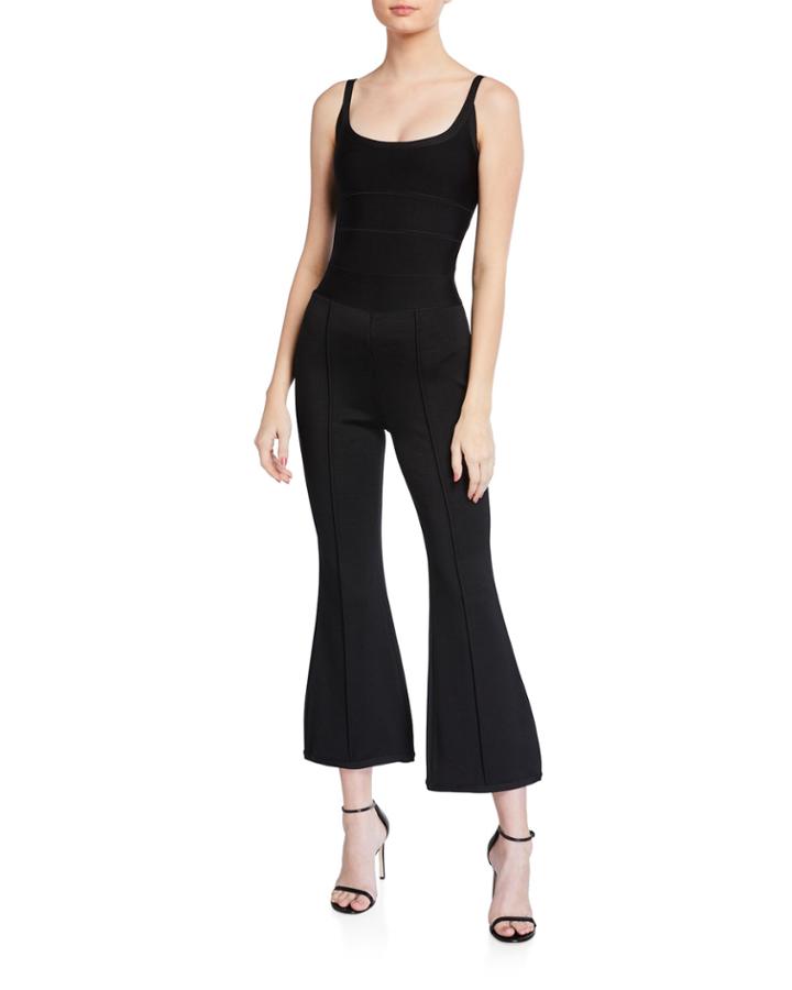 Bandage Knit Flare Jumpsuit