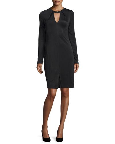 Long-sleeve Sheath Dress, Black