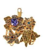 Golden Crystal-encrusted Floral Pendant Enhancer,