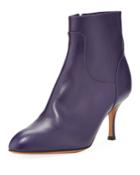 Mid-heel Plain Leather Booties