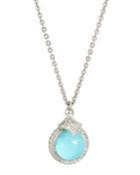 New World Turquoise/quartz Pendant Necklace W/ Diamonds
