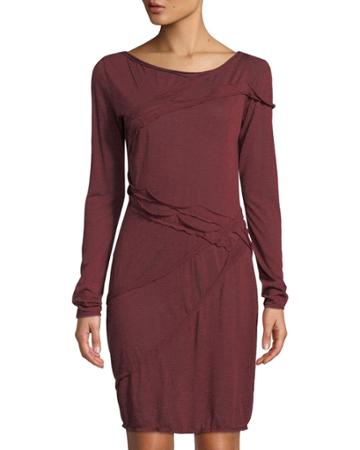 Boat-neck Seamed Drape Dress