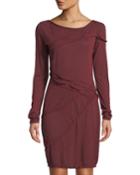Boat-neck Seamed Drape Dress