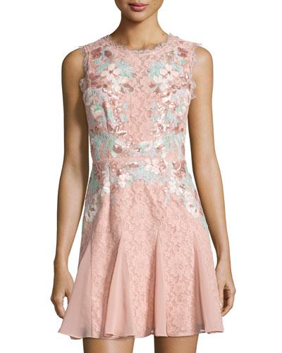 Sequined Lace Sheath Dress,