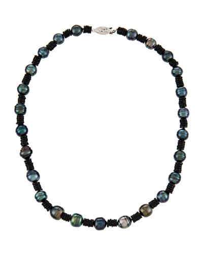 Tahitian Black Pearl & Spinel Necklace,