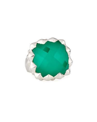 Superstud Square Synthetic Chrysoprase Doublet Ring,