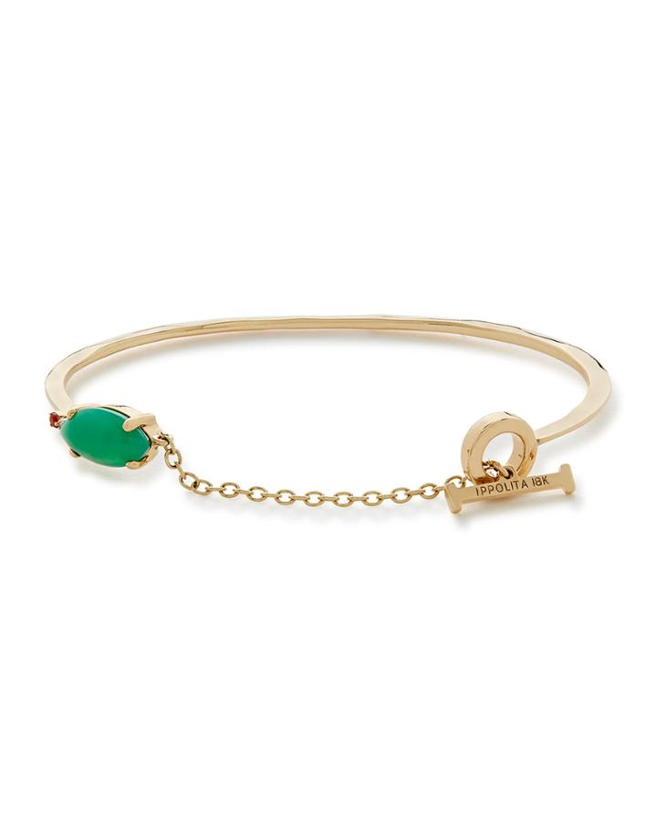 18k Prisma Marquise Cuff With Toggle Closure In Chrysoprase And Orange