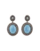 Diamond & Aquamarine Oval-drop Earrings