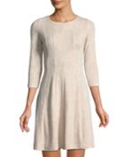 3/4 Sleeve Jacquard Fit-&-flare Dress