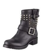 Noir Rockstud Short Motorcycle Boot