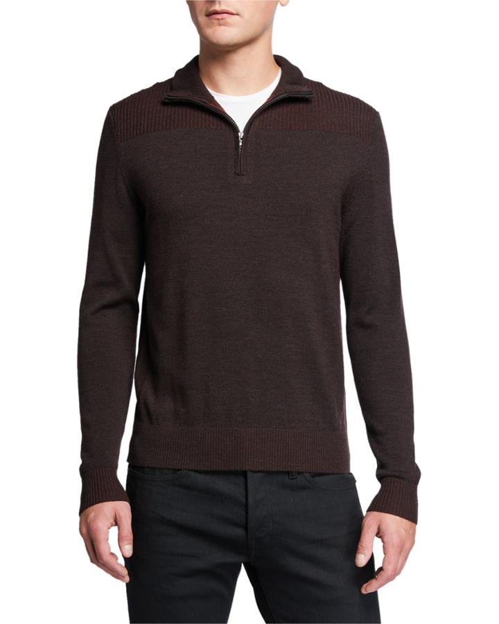 Men's Wool Plaited Quarter Zip