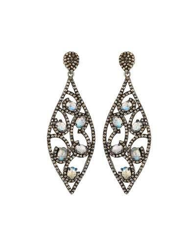 Diamond & Moonstone Marquise Drop Earrings