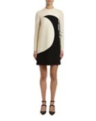 Long-sleeve Moon-print Crepe Couture Dress