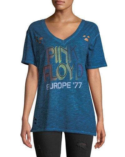 V-neck Distressed Graphic Tee