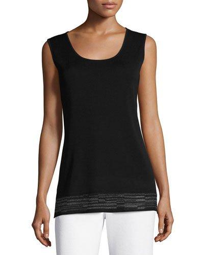Contrast-hem Knit Tank, Black