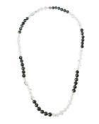 Long Tahitian Pearl & Crystal Nugget Necklace