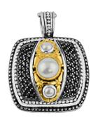 Square Black Spinel & Pearl Pendant Enhancer