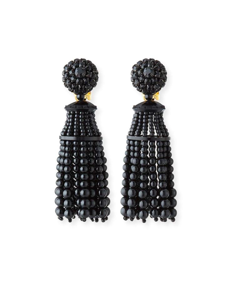 Short Beaded Clip-on Drop Earrings