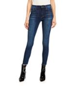 High-rise Skinny Ankle Jeans W/ Frayed Hem