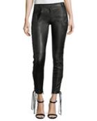 Leather Skinny Pants W/lace-up