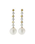 18k White Gold Diamond, Sapphire & Pearl Earrings
