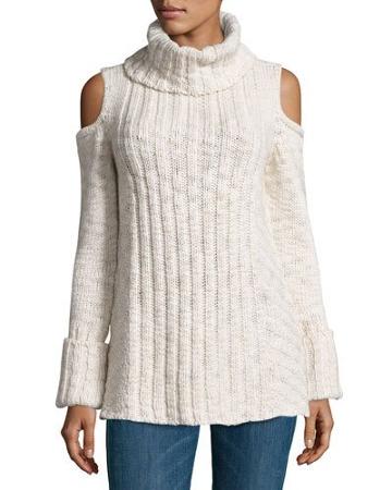 Cold-shoulder Turtleneck