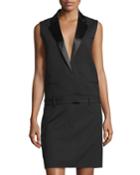 Gf Ferre Trompe L'oeil Sleeveless Lapel Dress, Black, Women's,