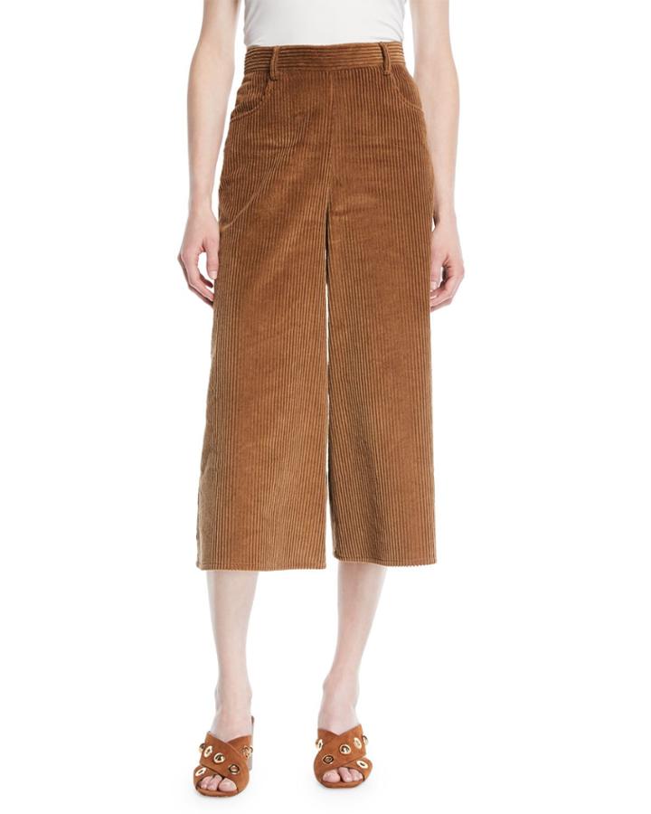 Wide-leg Corduroy Cropped Pants
