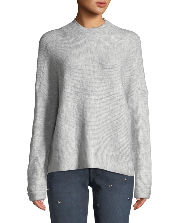 Drop-shoulder Ribbed Pullover