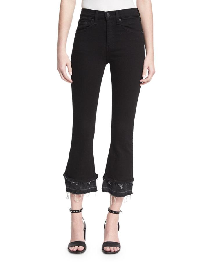 Crop Flare Released-hem Denim Jeans