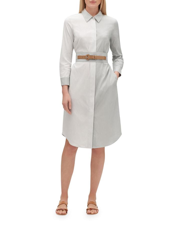 Peggy Parkside-stripe Button-down Belted Cotton