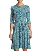 Ilana Floral-print A-line Dress, Blue Pattern