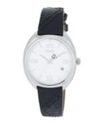 34mm Momento Date Watch W/ Leather, White/black