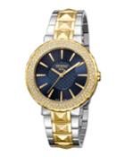 Women's 36mm Stainless Steel Glitz Watch With Bracelet, Golden/steel/blue