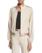 Stand-collar Zip-front Tuxedo Track Bomber Jacket