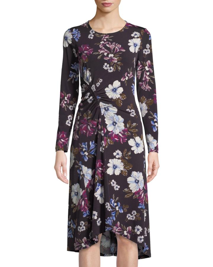 Floral Print Ruched Jersey